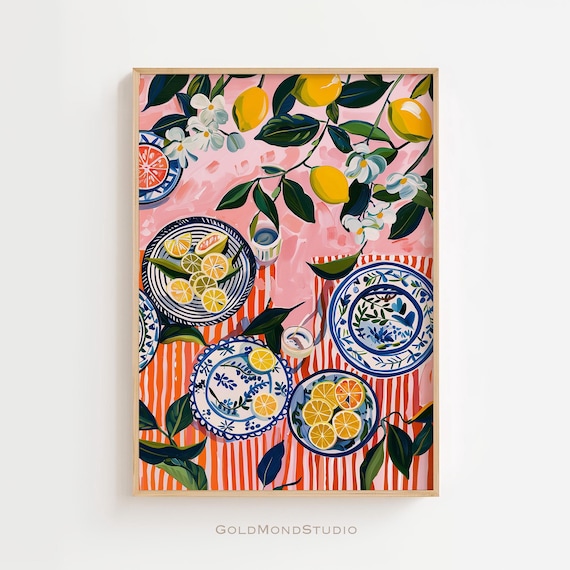 Matisse-Inspired Citrus Table Still Life Mediterranean Poster