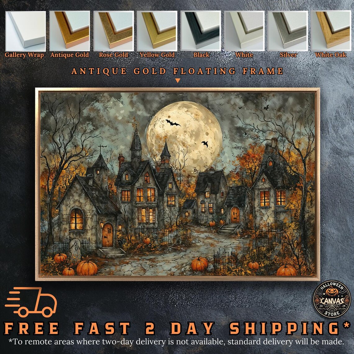 Spooky Gothic Village, Halloween Poster Print - Image 2