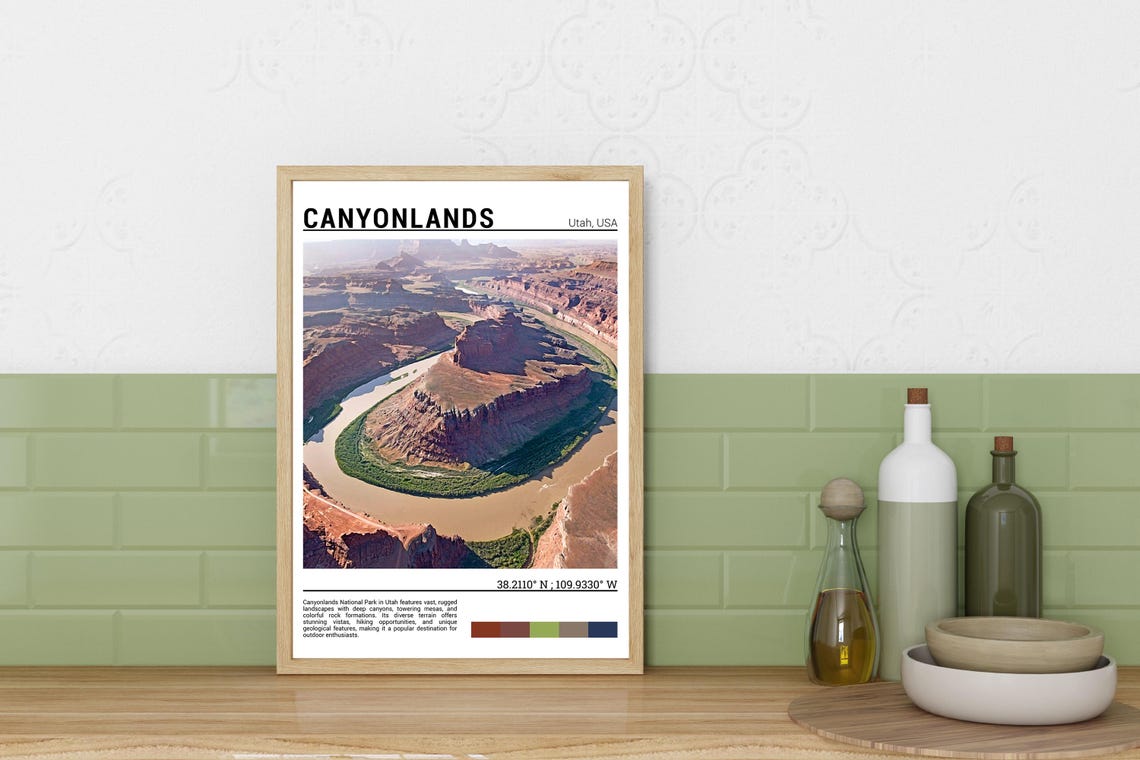 Canyonlands Utah Red Rock River Bend Aerial Desert Landscape Poster - Image 3