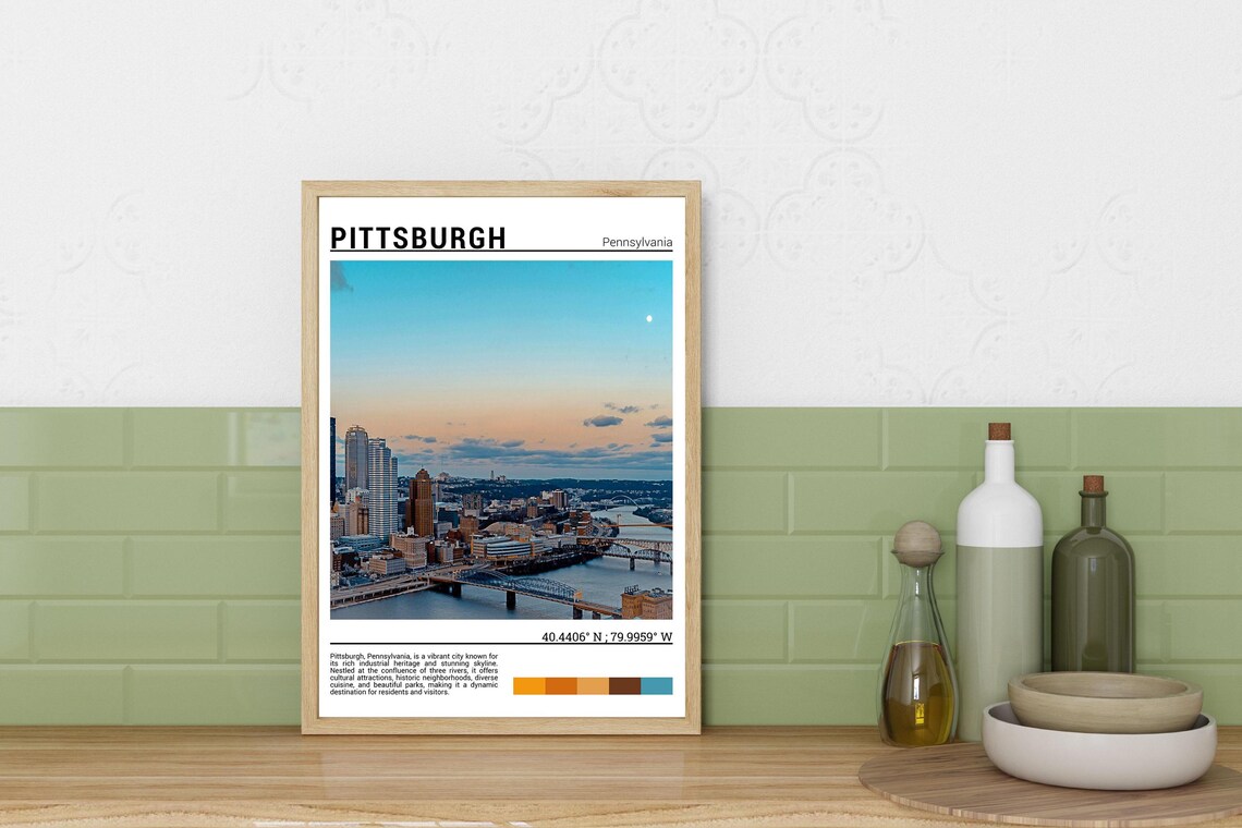 Pittsburgh Pennsylvania Sunset Skyline Rivers Bridges Photo Poster - Image 3