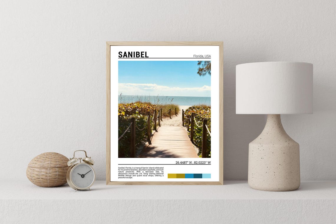 Sanibel Florida Beach Boardwalk Path Ocean Dunes Travel Photo Poster - Image 2