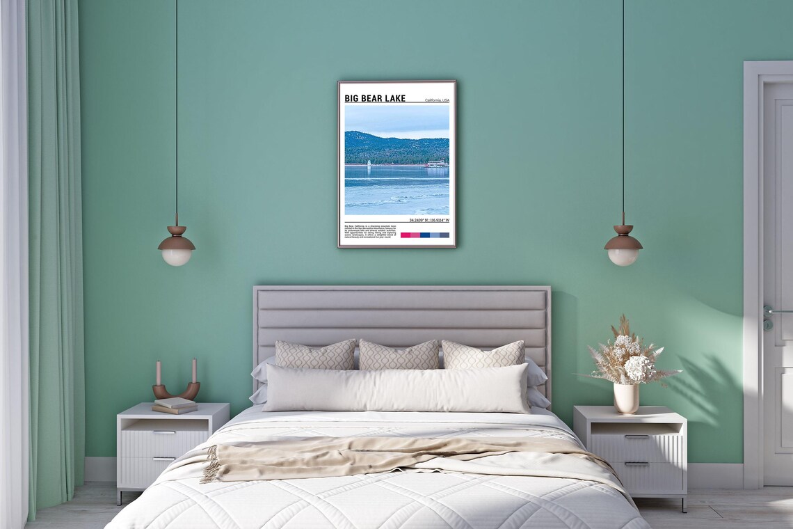 Big Bear Lake California Winter Mountainside Lake Scene Poster - Image 5