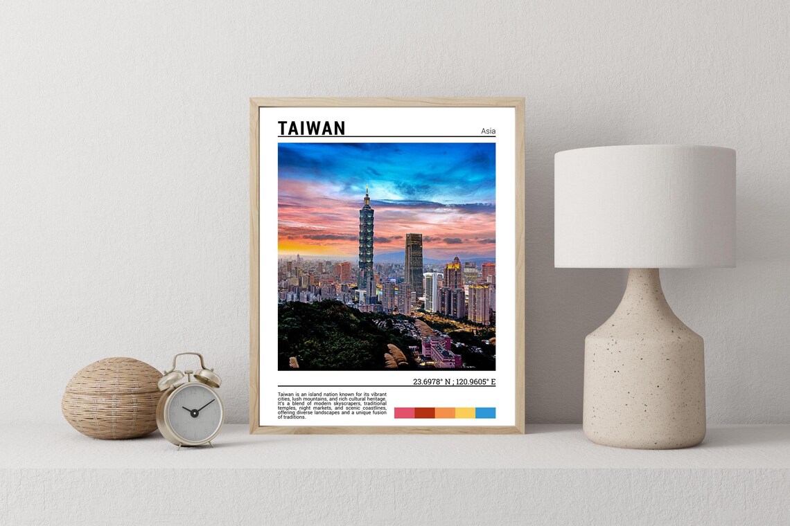 Taiwan Taipei 101 Tower Fiery Sunset Capital Skyline Photo Poster - Image 2