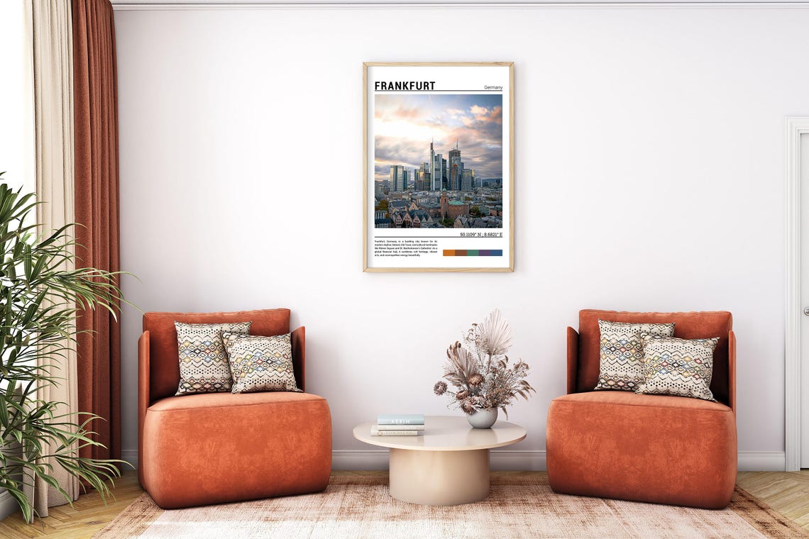 Frankfurt Germany Financial District Skyline Sunset City View Poster - Image 7