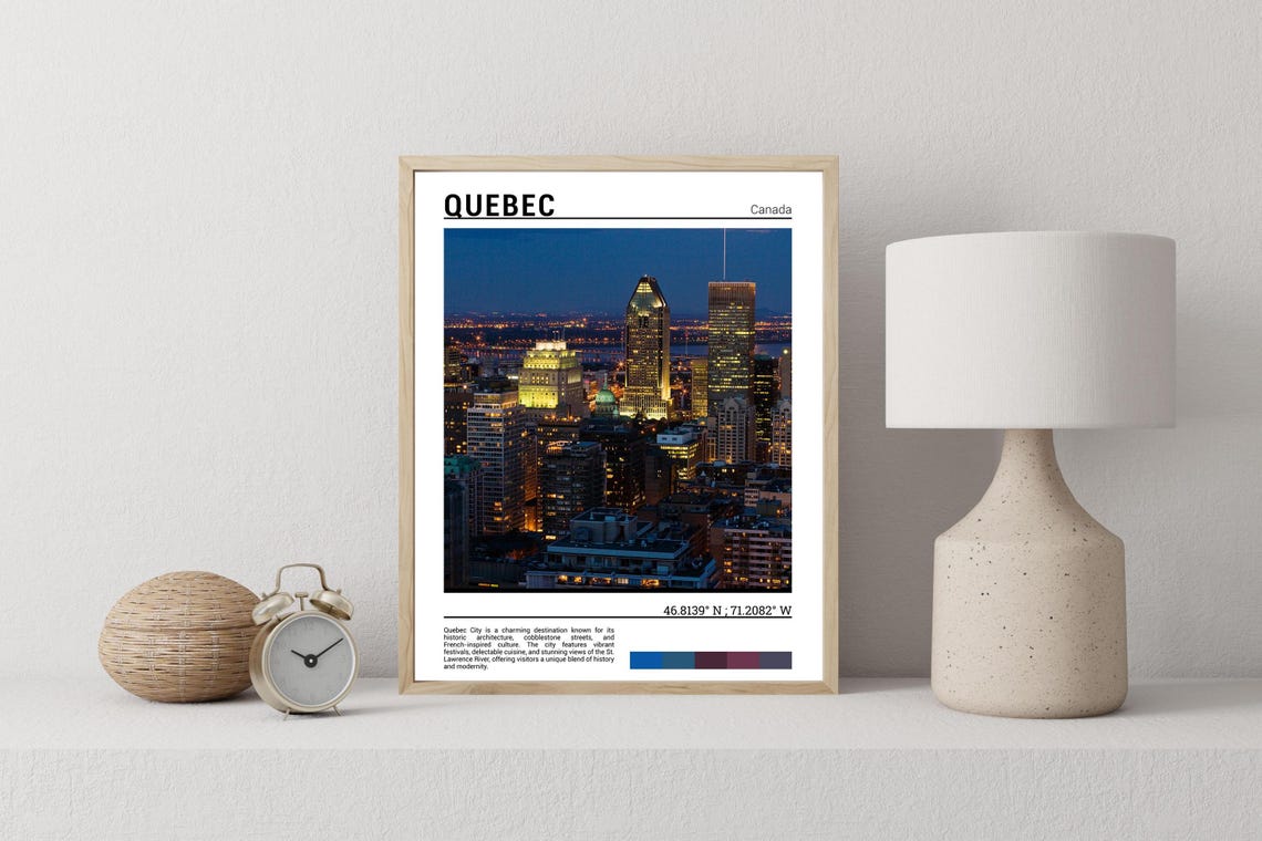 Quebec Canada Night Skyline Glowing Illuminated Towers Photo Poster - Image 2