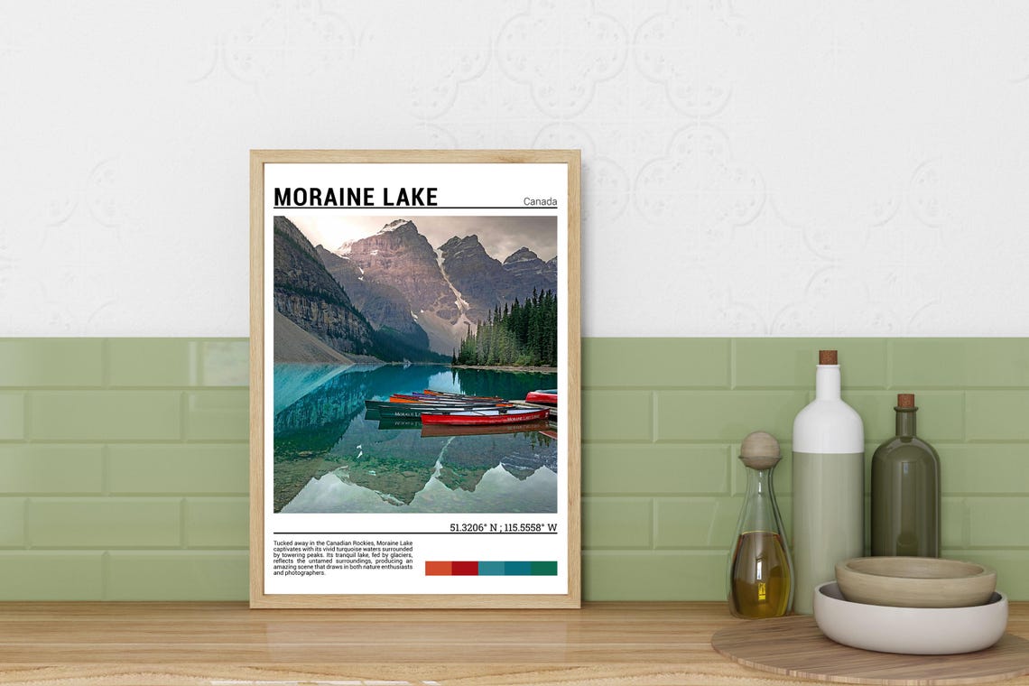 Moraine Lake Wall Art Moraine Lake Poster Moraine Photo Moraine Lake Photography Moraine Lake Travel Poster Moraine Lake Canada - Image 3