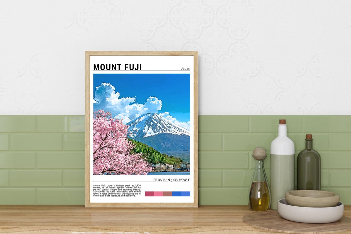 Mount Fuji Japan Cherry Blossoms Snow Peak Spring Photo Poster - Image 3