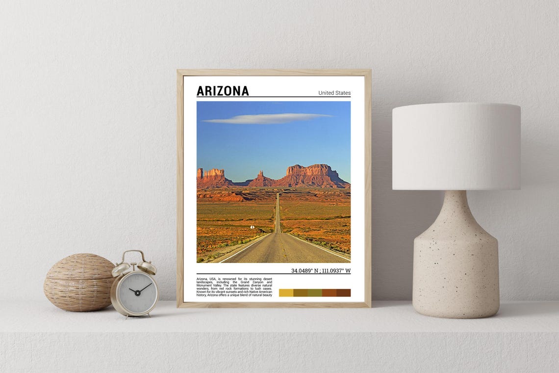 Arizona Monument Valley Desert Highway Red Rock Mesas Travel Poster - Image 3