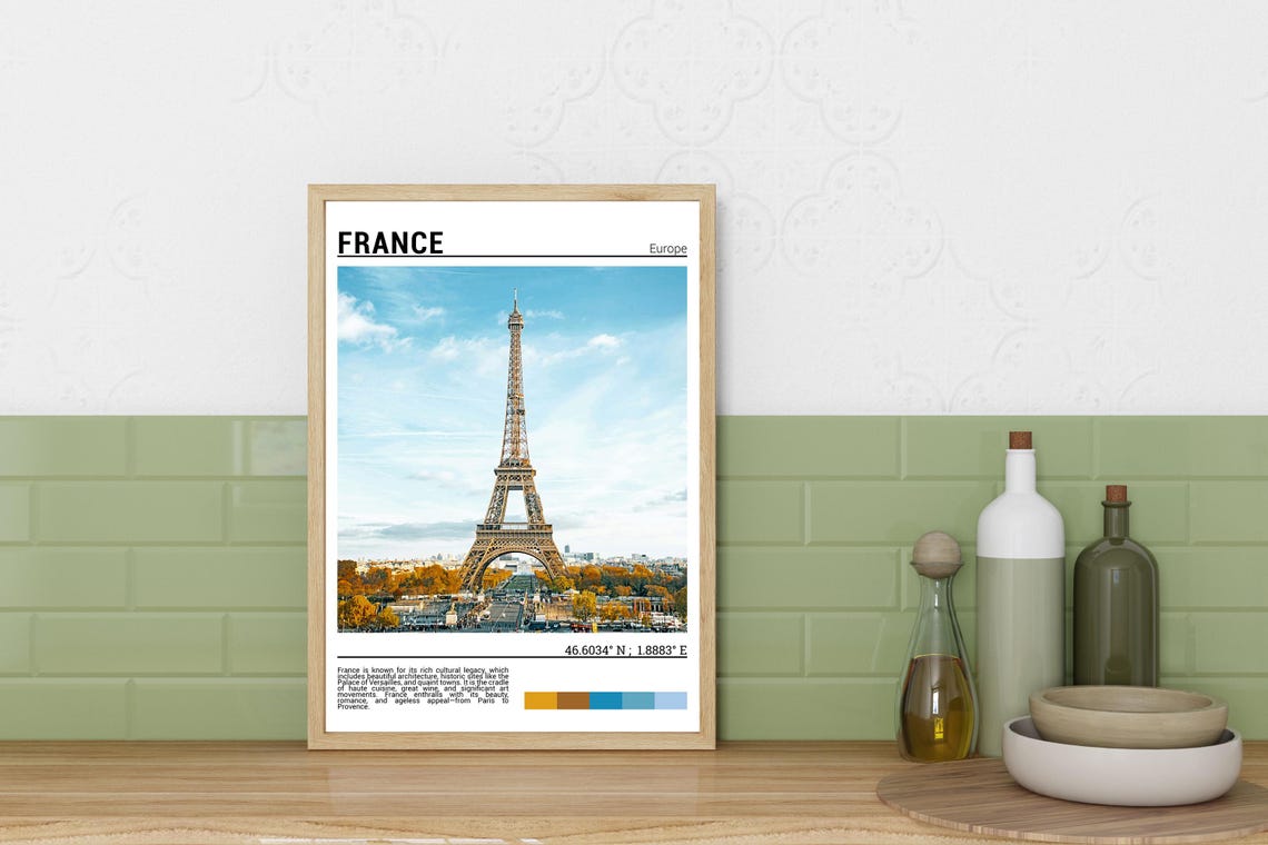France Wall Art France Poster Print France Travel Poster France Photography France Art Print Black And White France Eiffel Tower - Image 3
