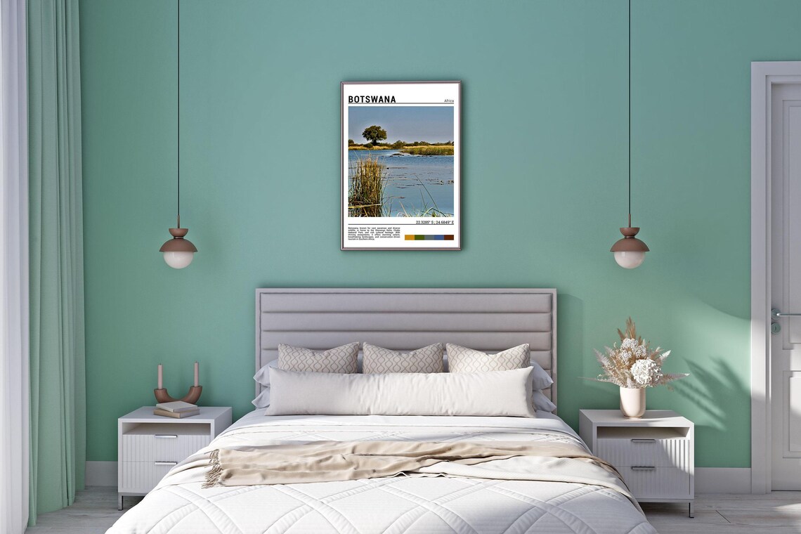 Botswana Okavango Delta Wetland Reeds Lone Tree Safari Poster - Image 3
