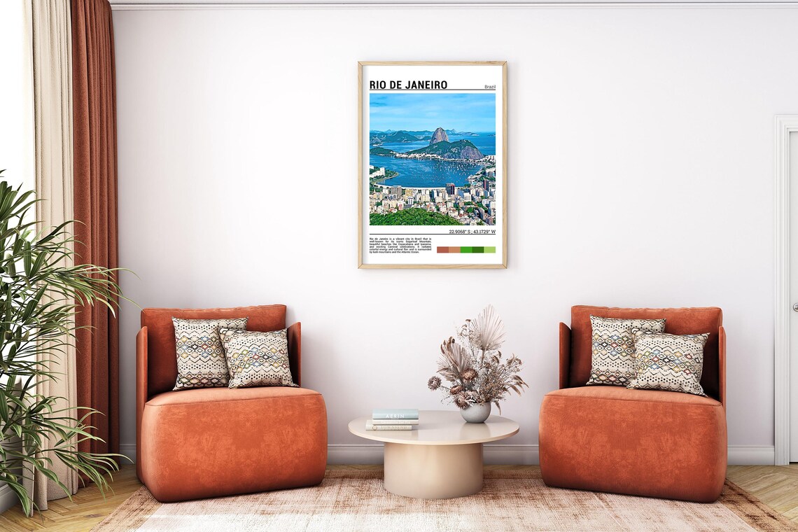 Rio De Janeiro Brazil Sugarloaf Mountain Bay Cityscape Travel Poster - Image 7