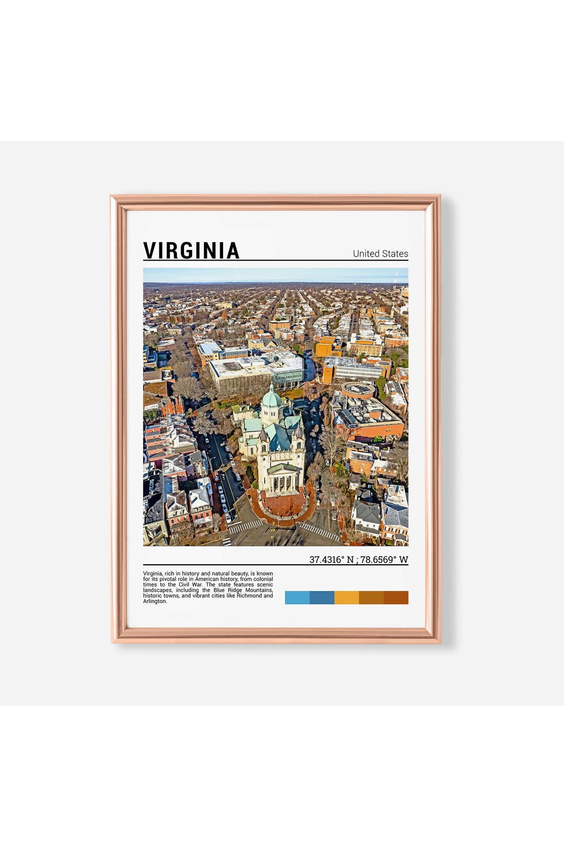 Virginia USA Aerial City View Domed Historic Building Poster
