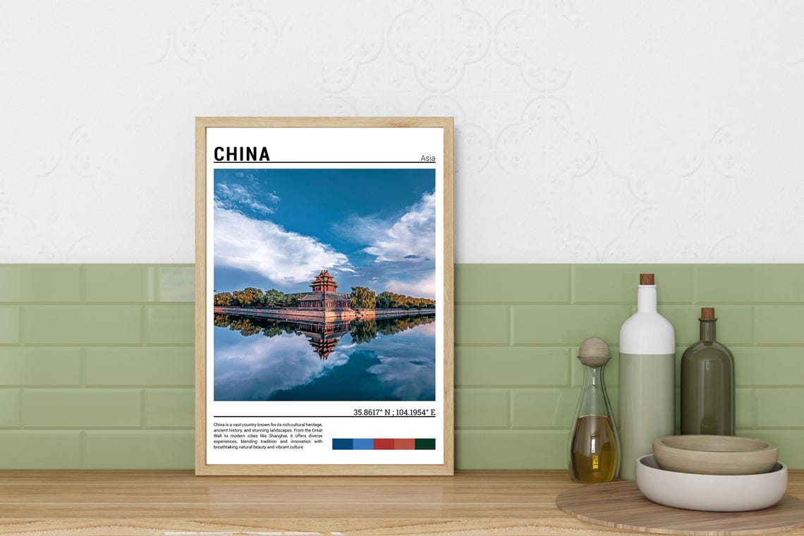 China Forbidden City Corner Tower Water Reflection Historic Poster - Image 3