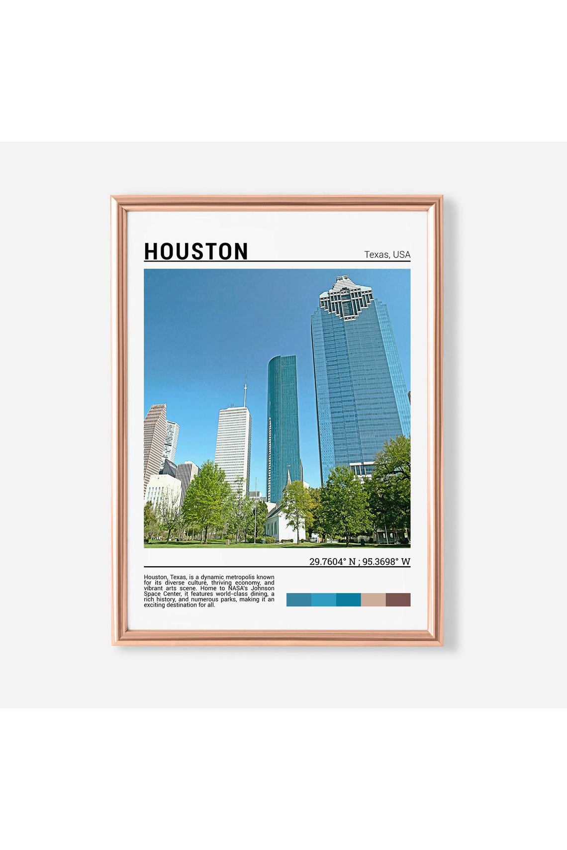 Houston Texas Downtown Towering Skyscrapers Park Skyline Poster