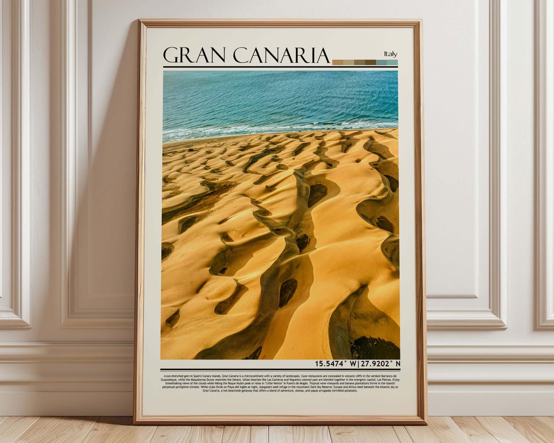 Gran Canaria Golden Dunes And Atlantic Coast Travel Print Art