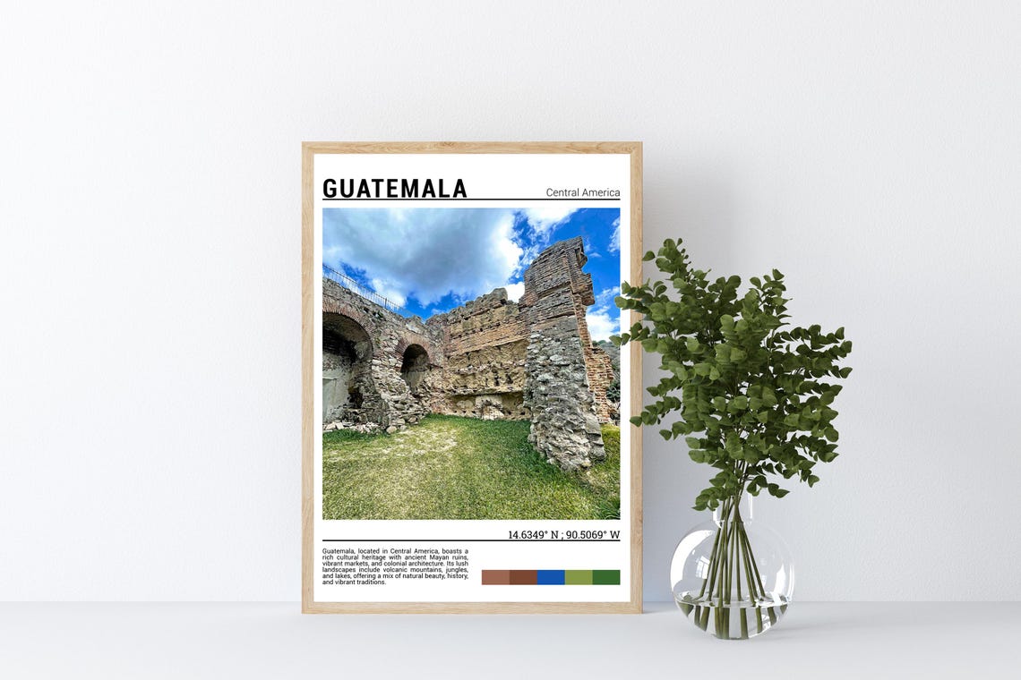Guatemala Central America Ancient Stone Ruins Arches Sky Poster - Image 4