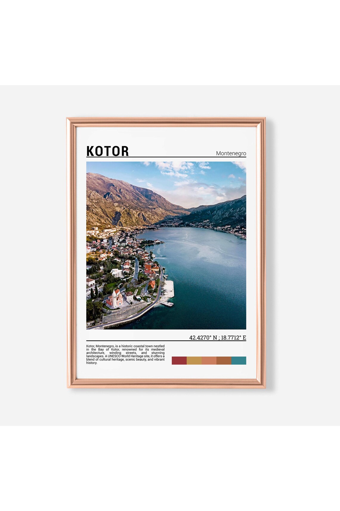Kotor Montenegro Bay of Kotor Harbor Mountain View Adriatic Bay Poster