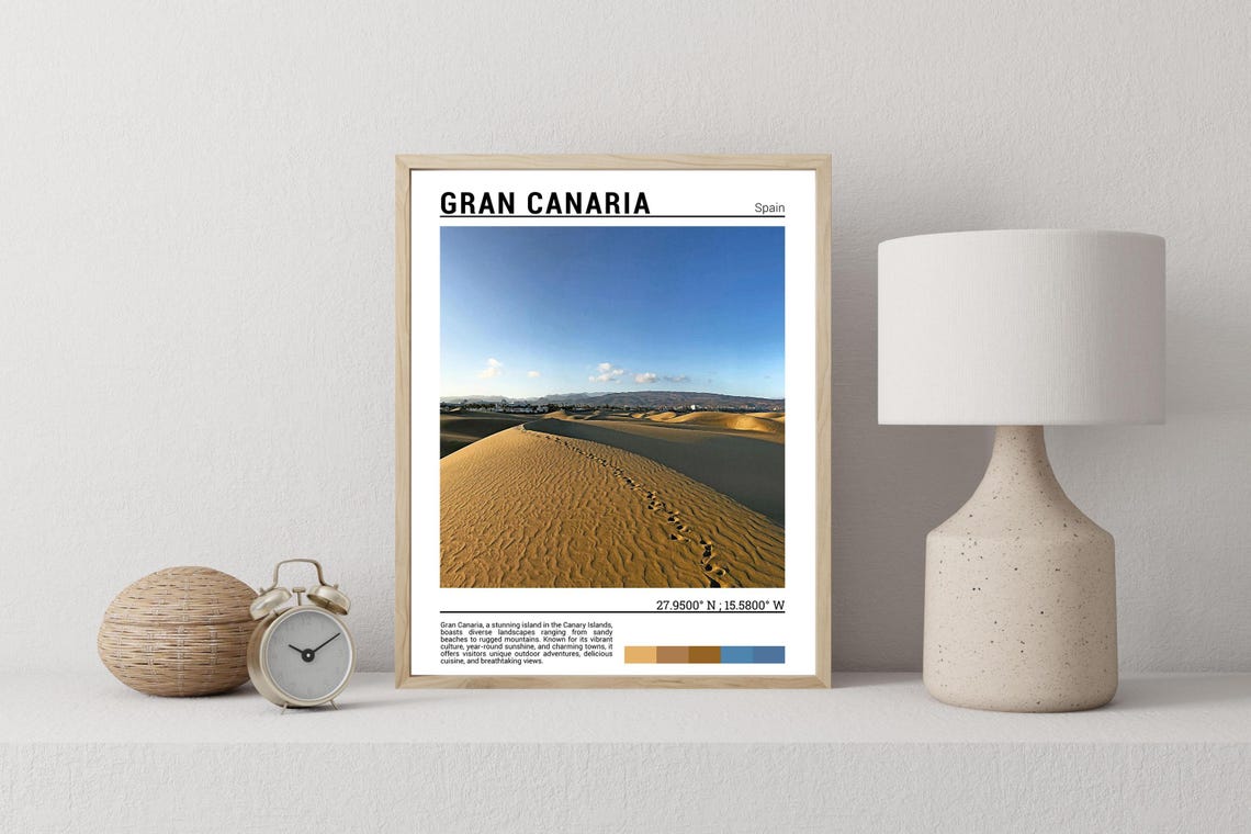 Gran Canaria Spain Maspalomas Sand Dunes Desert Travel Poster - Image 2