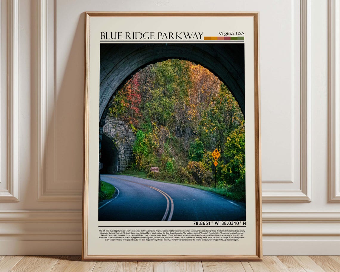 Blue Ridge Parkway Wall Art Print Poster Autumn Landscape Virginia Usa