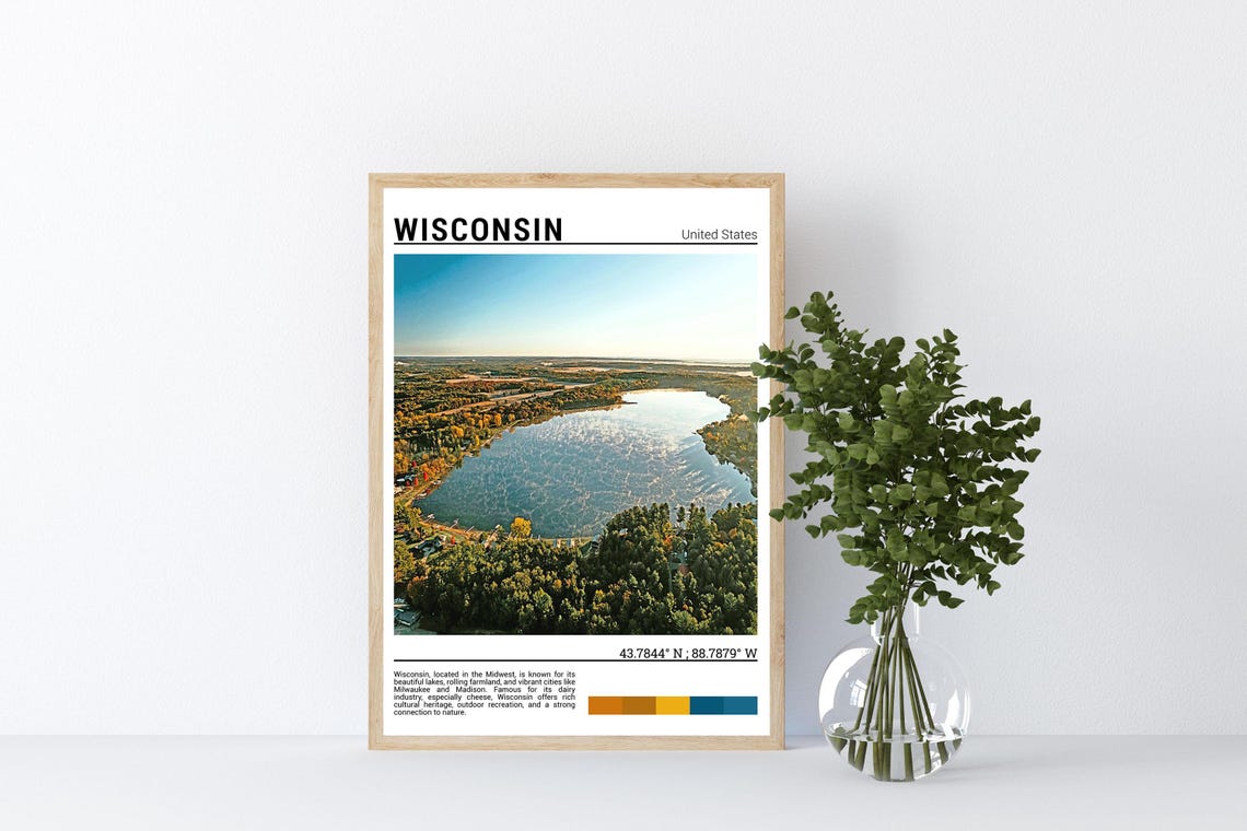 Wisconsin Autumn Lake Forest Aerial Fall Colors Landscape Poster - Image 4