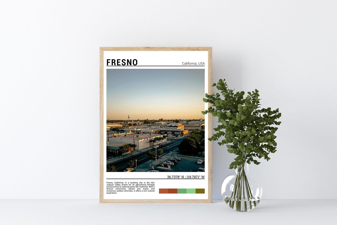 Fresno California Downtown Golden Hour Street View Photo Poster - Image 4