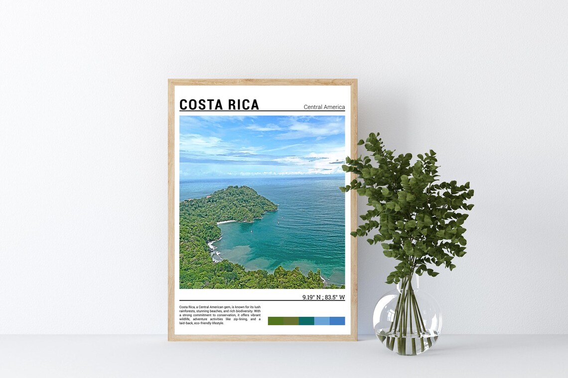 Costa Rica Lush Rainforest Headland Turquoise Bay Aerial Poster - Image 4