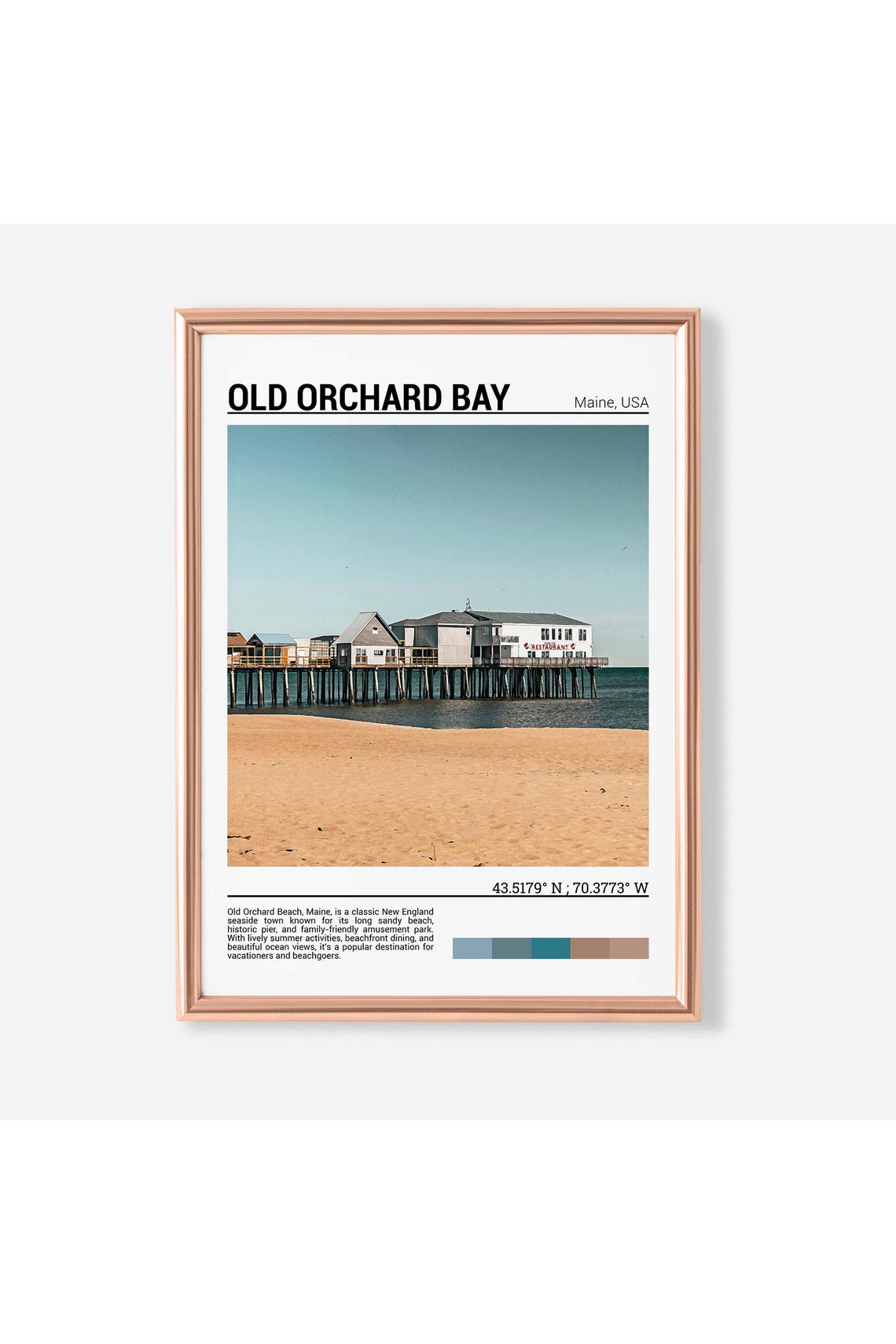 Old Orchard Beach Maine Pier Restaurant Sandy Shore Photo Poster