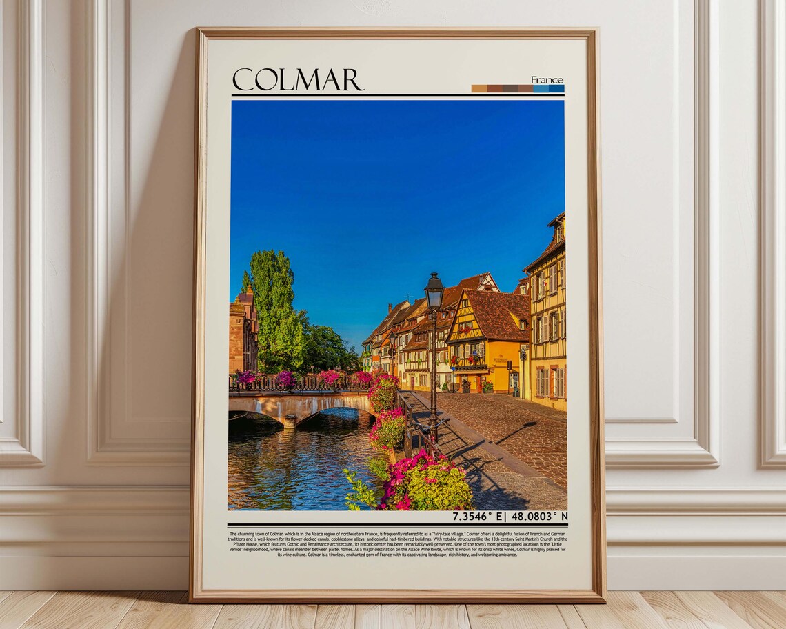 Colmar France Little Venice Canal Half Timbered Houses Travel Poster
