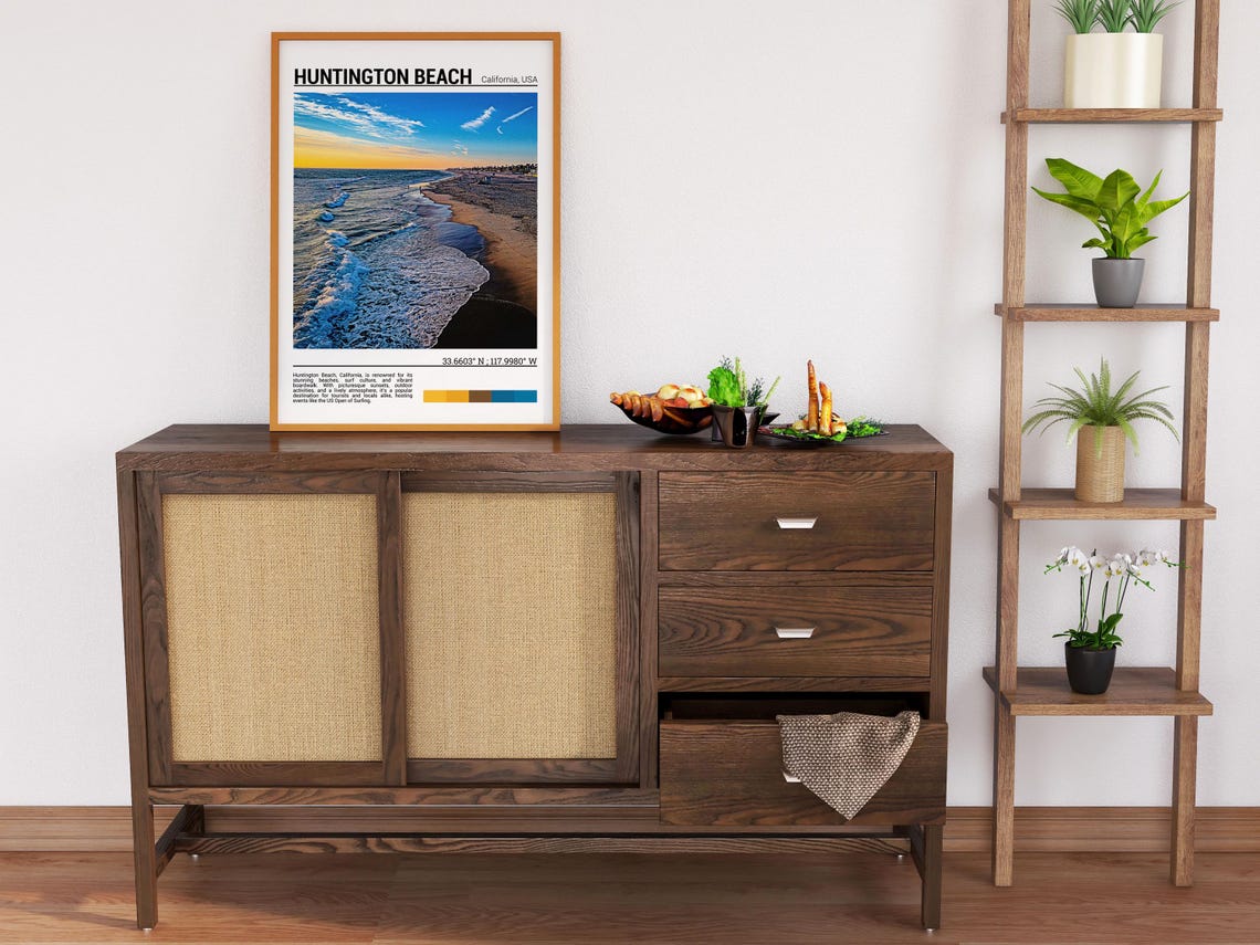 Huntington Beach California Golden Sunset Surf Shore Travel Poster - Image 6