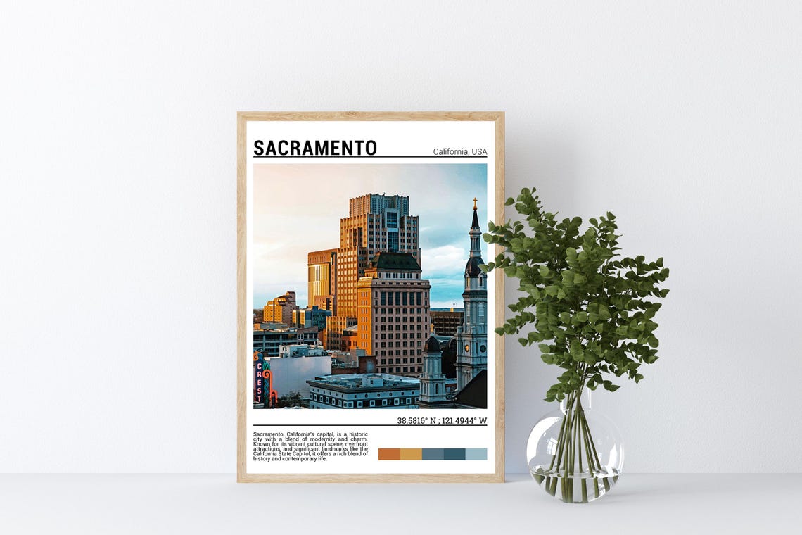 Sacramento California Downtown Golden Hour Cityscape View Poster - Image 4