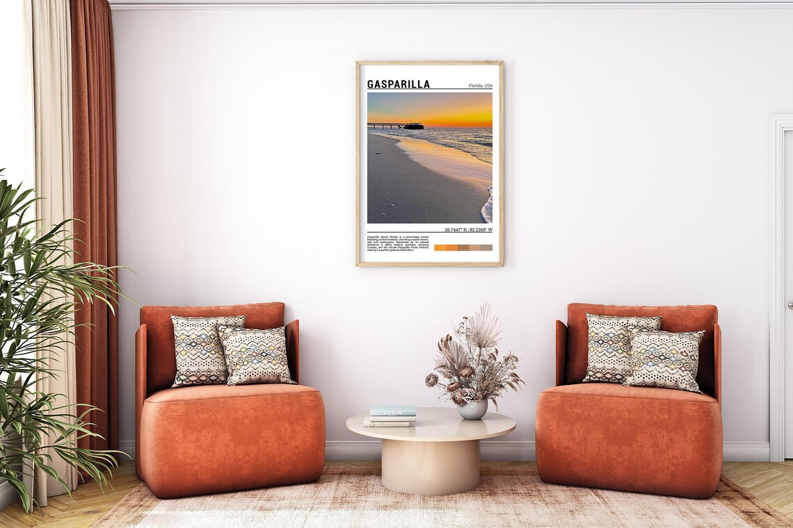 Gasparilla Florida Sunset Beach Pier Golden Shore Ocean Poster - Image 7