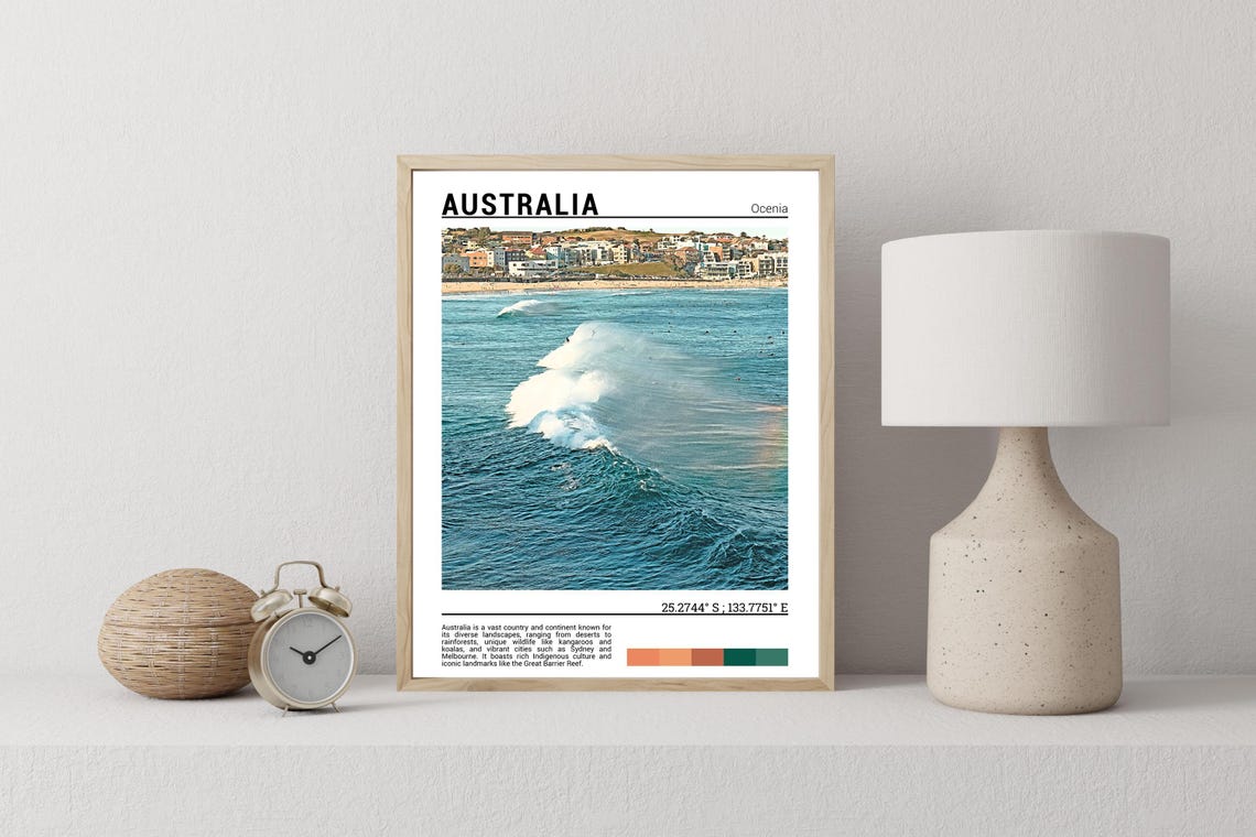 Australia Bondi Beach Surfers Breaking Wave Surf Culture Travel Poster - Image 2
