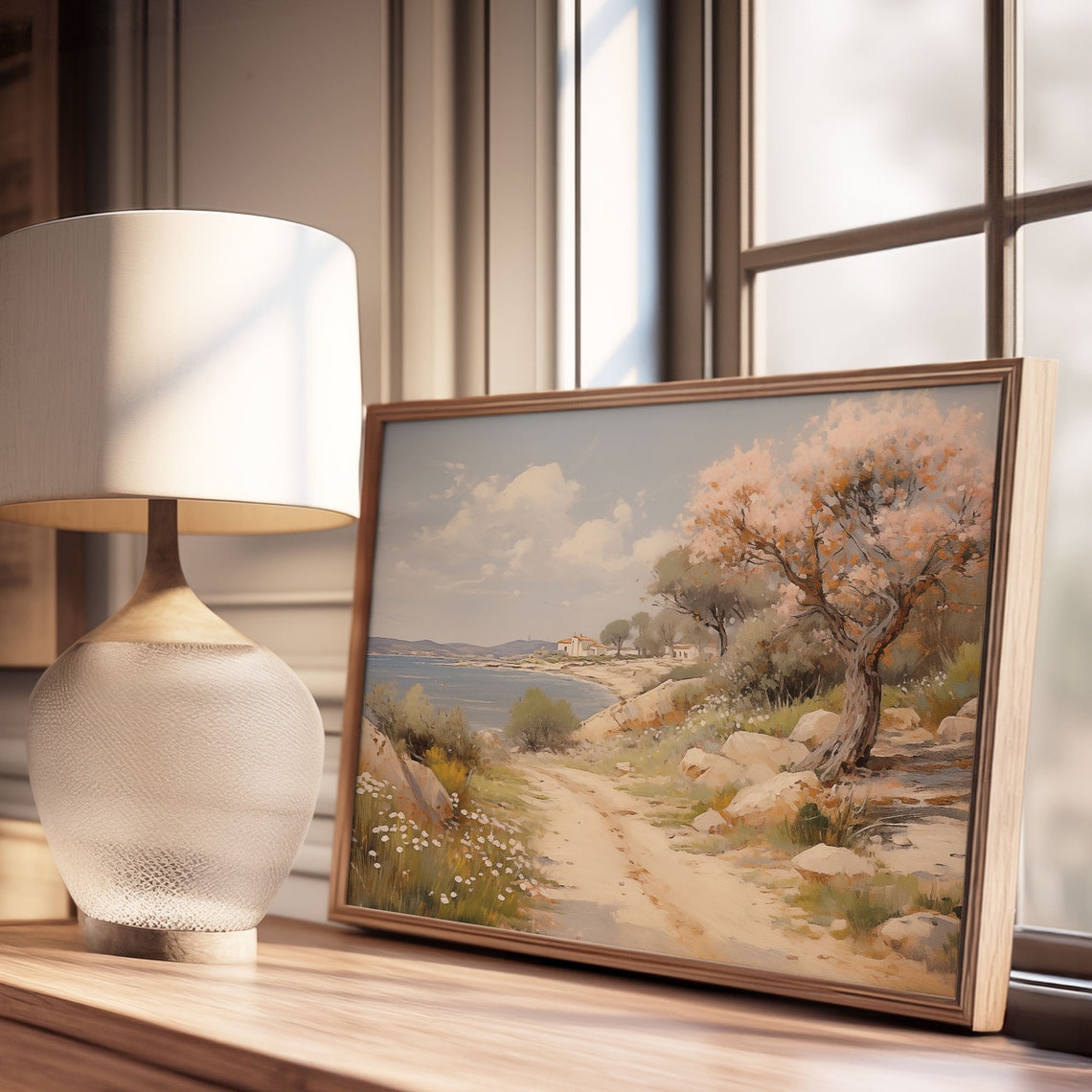 Springtime Blossom Trees Coastal Trail Turquoise Bay View Poster - Image 3