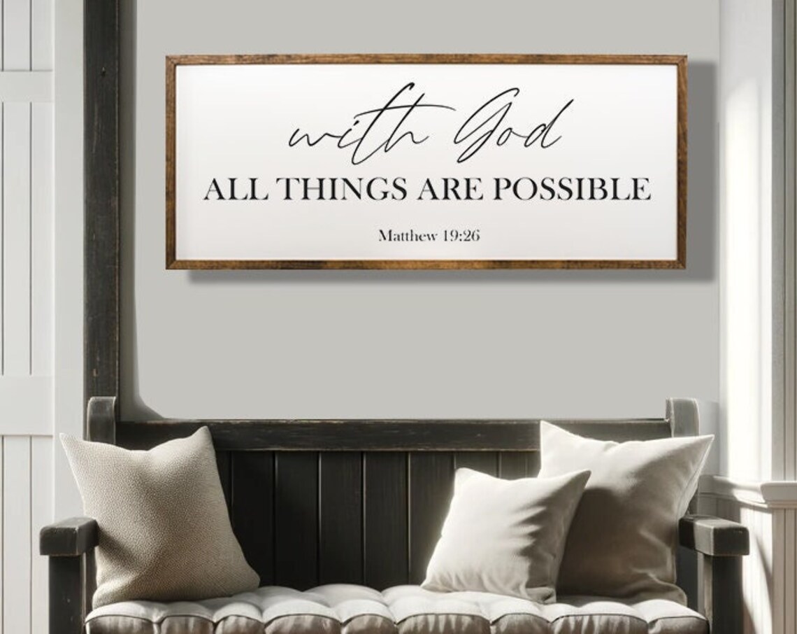 With God All Things Are Possible Matthew 19:26 Bible Verse Sign Wall Art