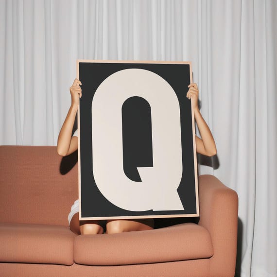 Q Print My Type Of A Z Wall Print Retro Wall Art Trendy Wall Art Typography Letters Letter Print Gift Art Q