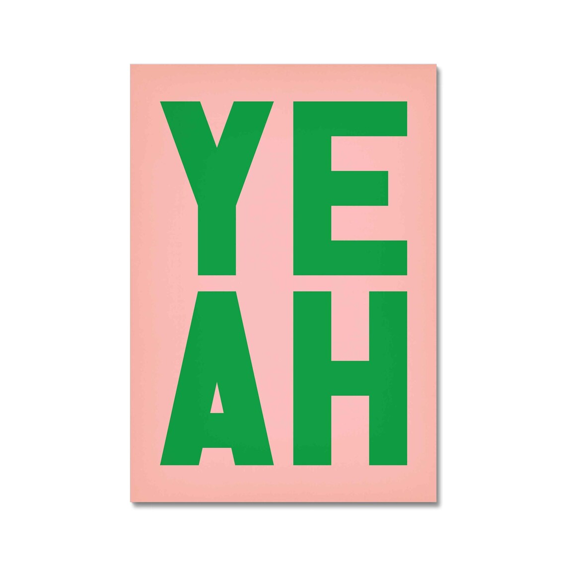 Yeah Green on Peach Bold Retro Block Letter Typography Poster