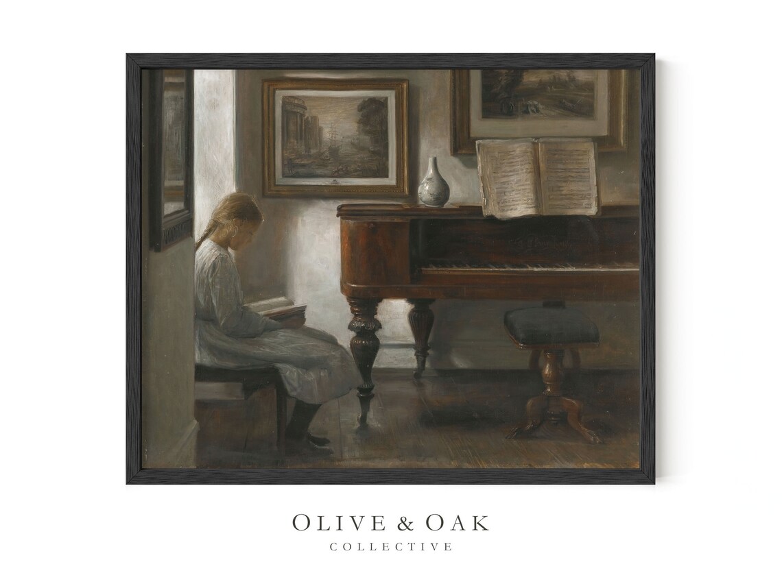 Vintage Piano Still Life Painting, Music Room Decor - Image 3