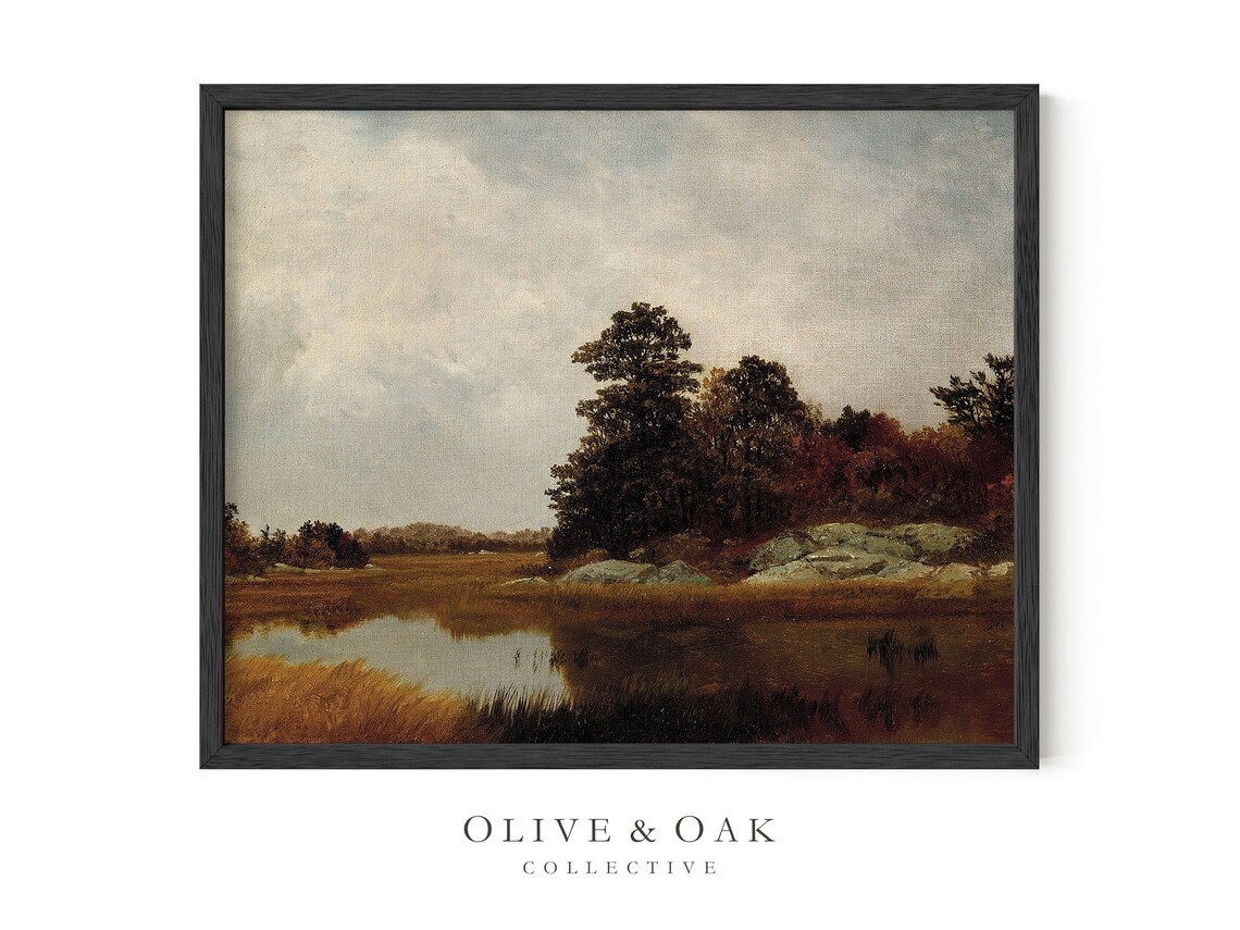 Autumn Farmhouse Vintage Country Landscape Art Print - Image 3