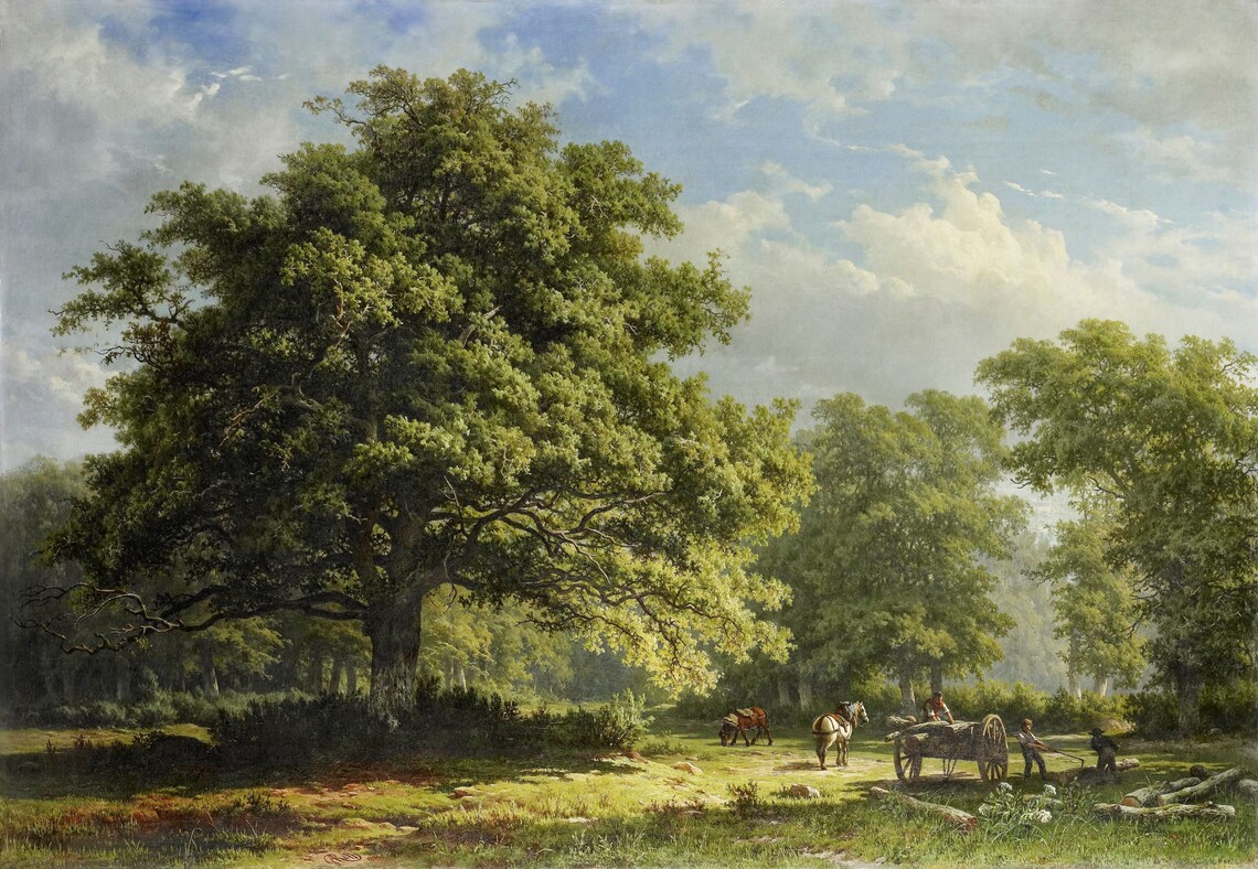 Oak Tree Landscape Oil Painting, Vintage Art Print - Image 4