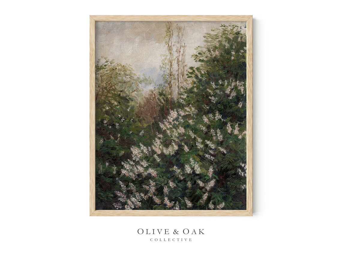 Lilac Tree Painting, Spring Country Landscape - Image 4