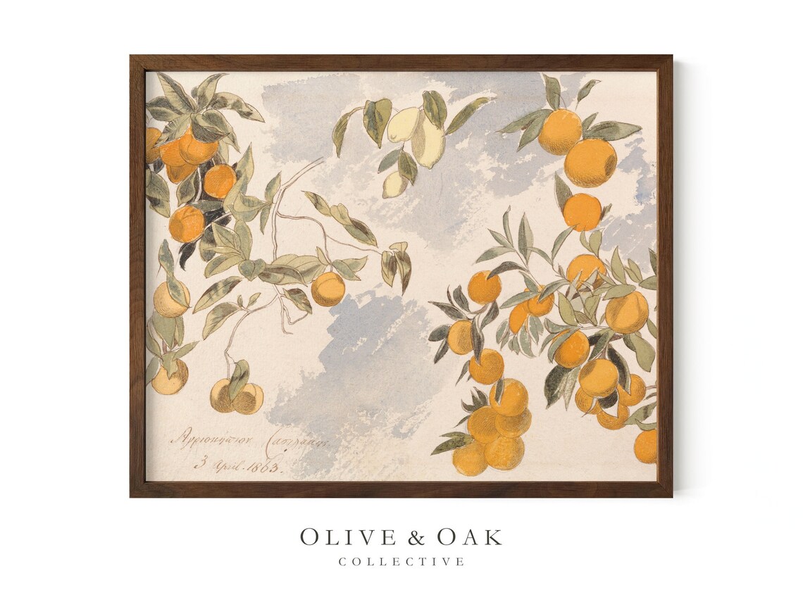 Vintage Botanical Lemon Painting, Farmhouse Kitchen - Image 2