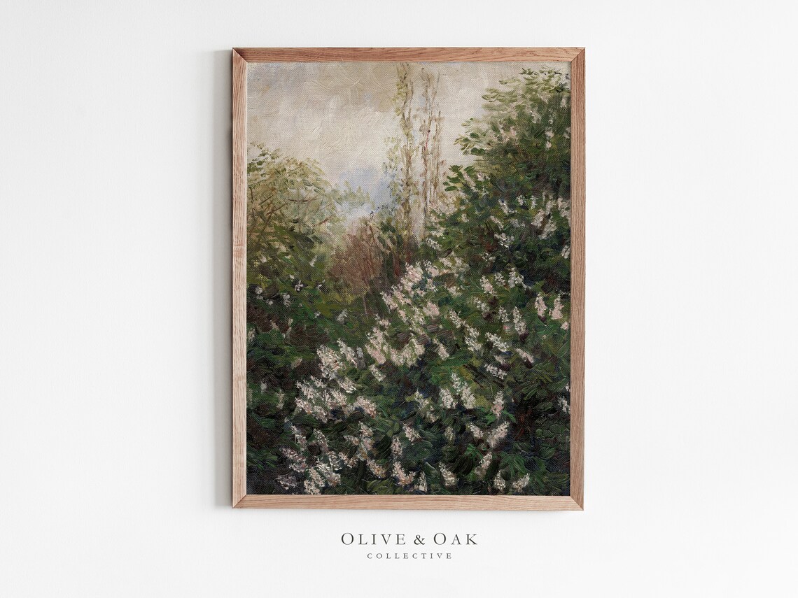 Lilac Tree Painting, Spring Country Landscape Art Print