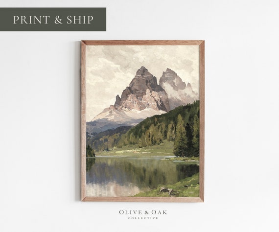 Mountain Oil Painting Rustic Cabin Decor Landscape Painting Boys Nursery Wall Art Printed Or Framed Art Print 516 M