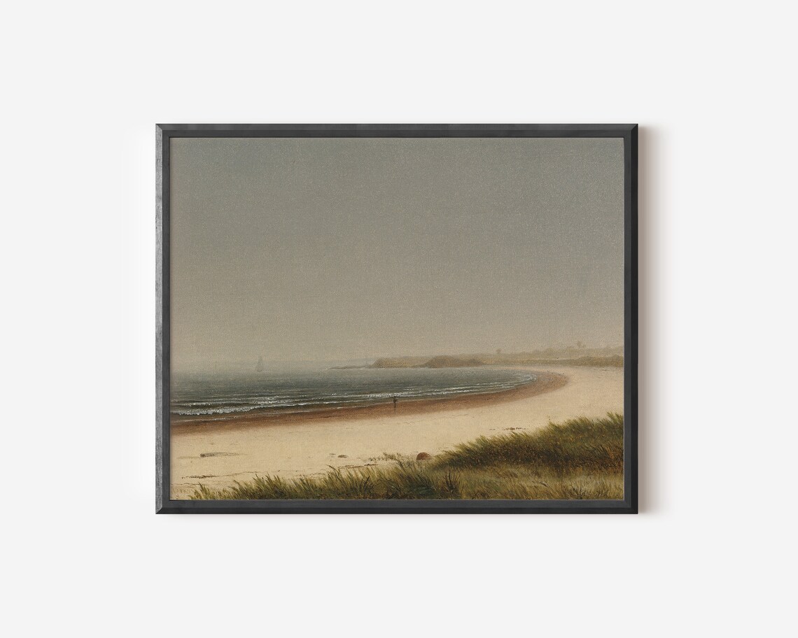 Muted Coastal Painting, Vintage Ocean Art Print - Image 3