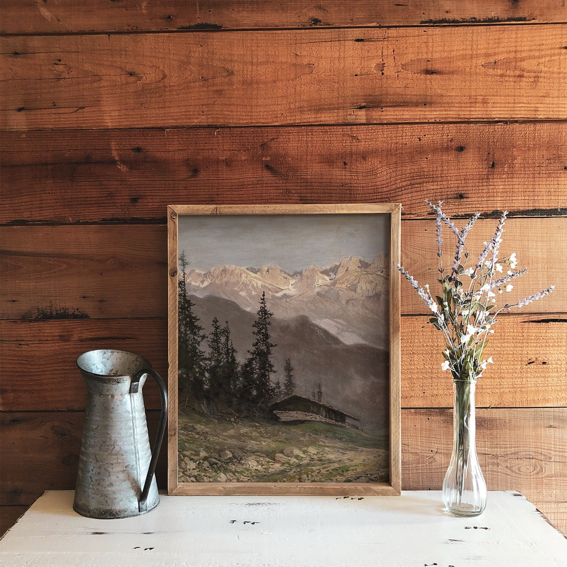 Vintage Mountain Landscape Art Print, Cabin Decor - Image 2