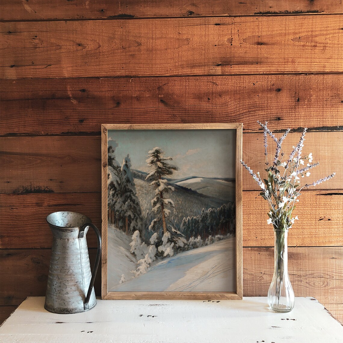 Rustic Winter Landscape Art Print, Snowy Trees - Image 3