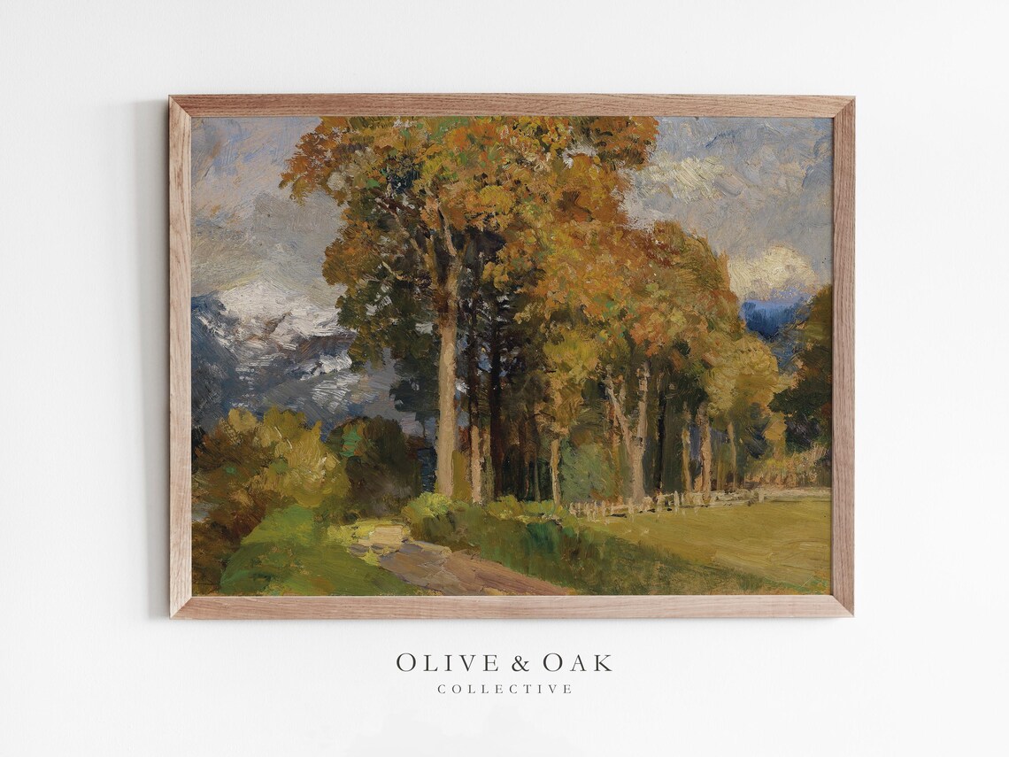 Vintage Autumn Landscape Art Print, Fall Decor