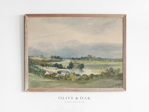 Country Landscape Painting, Vintage Poster