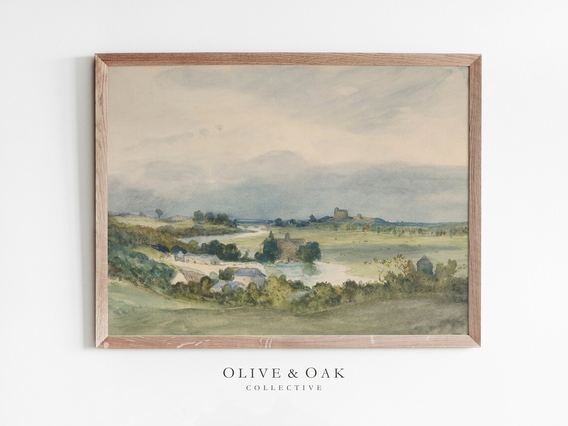 Country Landscape Painting, Vintage Poster