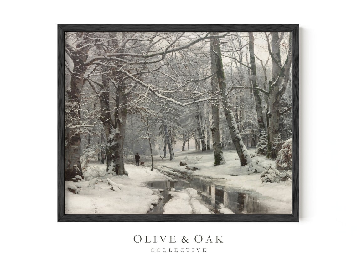 Winter Landscape, Rustic Snow Scene Art Print - Image 3